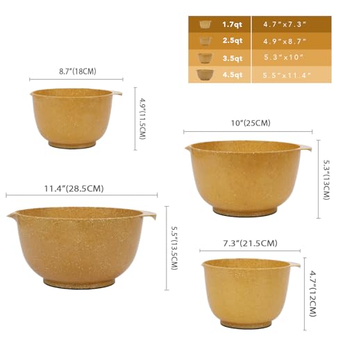 4.5 Quart Large Plastic Mixing Bowls Set (Deep yellow)