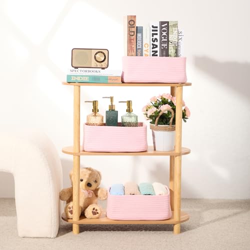 Small Storage Baskets for Organizing (3pcs-L11.5xW7.5xH4.7" / Pink)