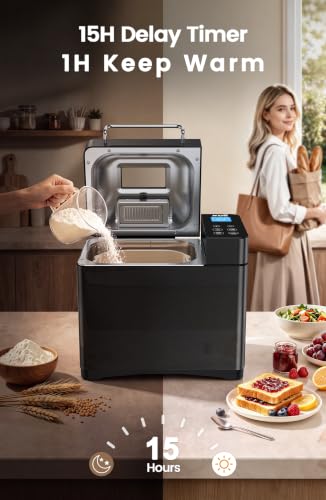 Premium 2.2LB Convection Bread Maker Dual Heaters (Black Stainless Steel)