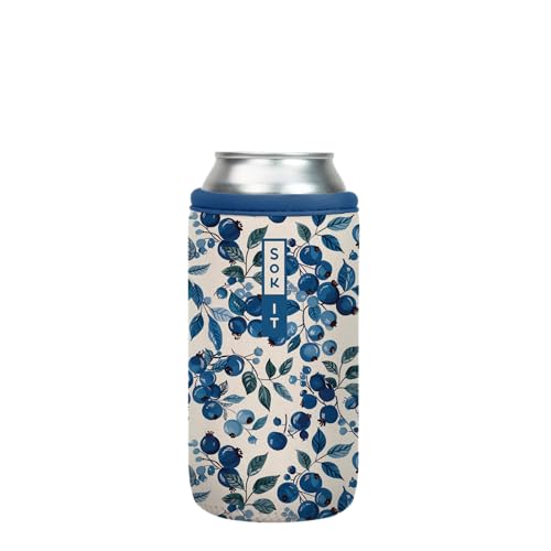 CanSok Sleeve for Beer & Soda Insulated Neoprene Cover (Blueberry Hill / 16oz Can Sleeve)