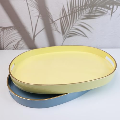 Yellow Plastic Serving Tray for Ottoman (Oval Yellow / 15.5" x 10.6" x 1.4")