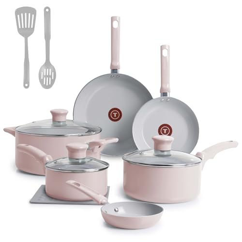Refresh Ceramic Nonstick Pots and Pans Set (12-Piece Set / Dusty Rose)
