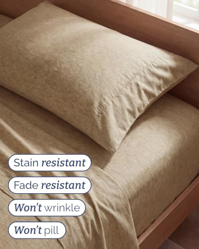 Twin Size 3 Piece Sheet Set (37 - Heathered Tan / Twin)
