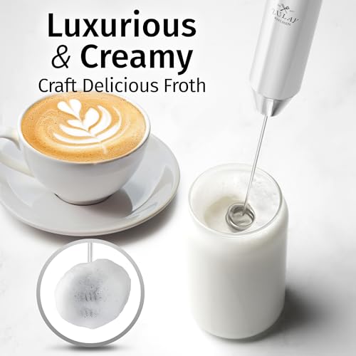 Rechargeable Milk Frother Handheld (Lux White / Rechargeable Z1 Motor Max)