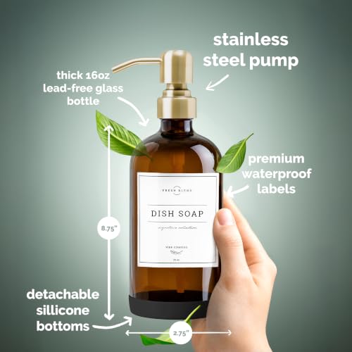 Amber Glass Soap Dispenser (Amber Bottle / Brushed Gold Pump)