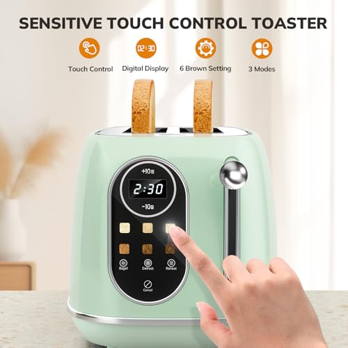 Smart Touch Screen Toaster 2 Slice (Extra Wide Slot / Green)