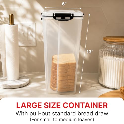 Bread Box with Tray (Black - 1 Pack)