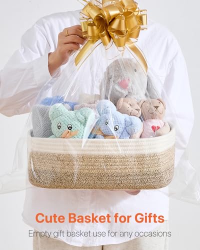 Small Woven Storage Basket for Organizing (Gradient Brown / 13.5"L x 9.5"W x 5"H)