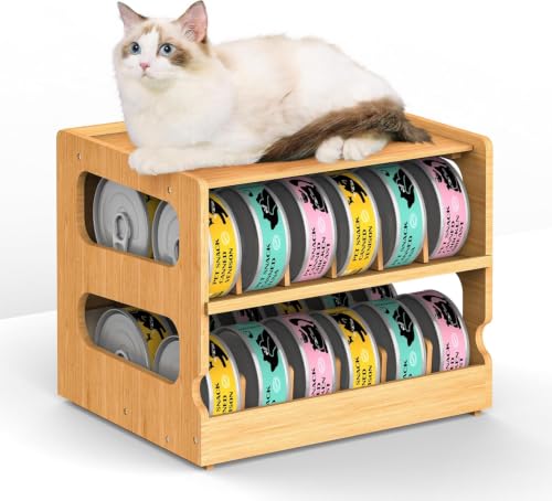 Stackable Bamboo Cat Food Can Organizer (36 Count)