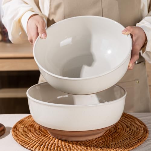 9.8’’ Ceramic Serving Bowls (2PCS / Light Beige)
