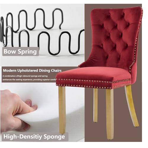 Burgundy Velvet Dining Chairs Set of 4 (Burgundy)