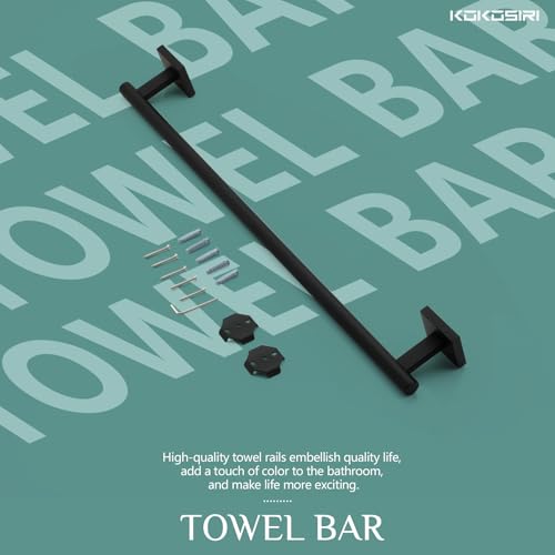 Towel Rail Bathroom Towel Bars Matte Black 20 Inch Towel Holder for Bath Cabinet Kitchen Wall Mount Stainless Steel B4005BK (Matte Black / 20-Inch)