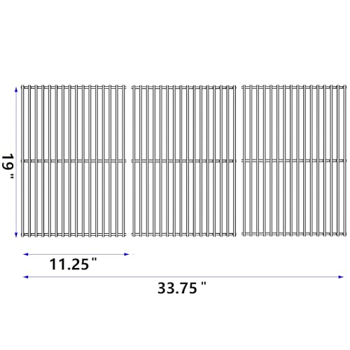 15/17/19 Inch Grill Cooking Grates Replacement for Weber Genesis II E-410, E-435, S-435, SE-410, 66089 66097, Kitchen-aid 720-0856V 740-0781, Weber Genesis II LX 400 SER GBS S-435 (19"D x 33.75"W)