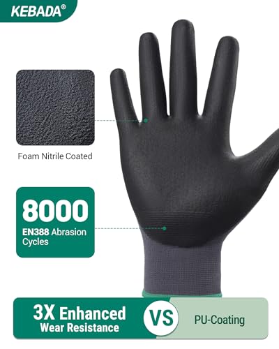 W5 Foam Nitrile Coated Work Gloves for Men Women (W5 Grey (60 Pairs) / Large)