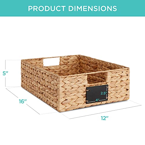 Set of 4 16x12in Large Water Hyacinth Pantry Baskets (12x16x5in / Natural)