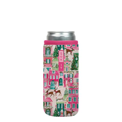 CanSok Sleeve for Beer & Soda Insulated Neoprene Cover (Sugarplum Street / 12oz Slim Can Sleeve)