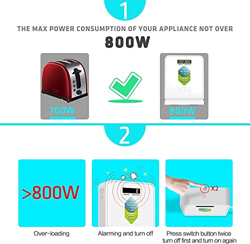 Step Down Converter 220V to 110V 800W Use Europe Appliances to US (800W-220V to 110V)