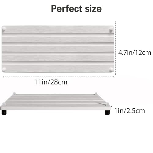 2 PCS Water Absorbing Stone Trays for Bathroom Sink Fast Drying Coasters (11" X 4.7" White)