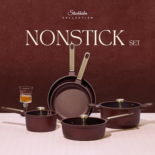 Cookware Sets (Red / 16 Piece)