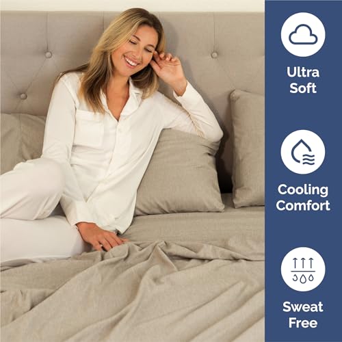 Split King Size 5 Piece Sheet Set (38 - Heathered Beige / Split King Size)