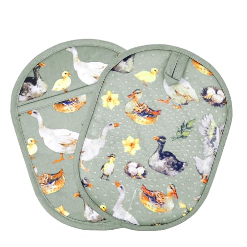 Pot Holders with Transparent Clear Silicone Shell and Nice Duck Flower (Potholders / Wathet Blue)