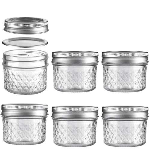 3.4oz 100ml Glass Mason Jars 6 Pack (3.4 oz)