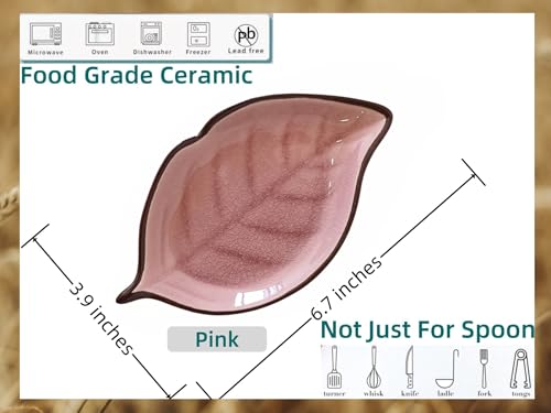 Ceramic Spoon Rest for Stove Top & Kitchen Counter Cooking Spoon Holder for Stove (A, Pink)