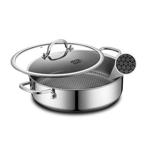 Saute Pan Hybrid Non Stick 5 Quart Everyday Braiser pan (Stainless Steel)