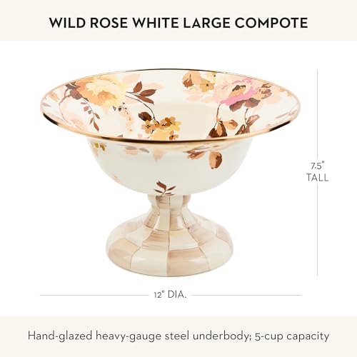 Enamel Compote (Large / White Wild Rose)