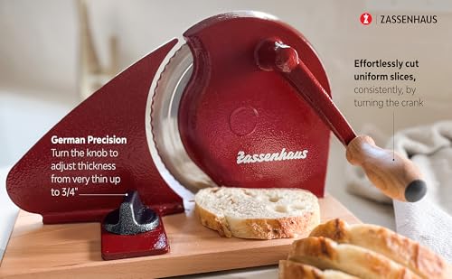 Original Classic Adjustable Bread Slicer for Uniform Slices (11.75" x 8" x 4.7" / Red)