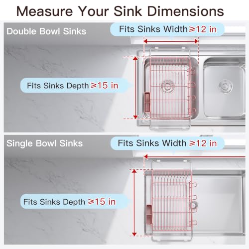 Pink Dish Drying Rack in Sink (Pink / For 12"-30"w Sink)