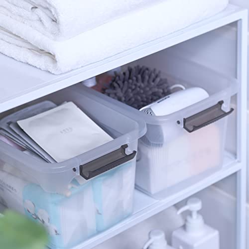 4 Packs 8.5 QT Storage Bins with Lids Clear Plastic Bins with Grey Handle Stackable Storage Containers for Organizing (8.5QT / 4 PACK)