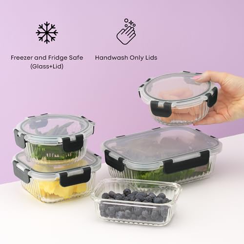24pc Borosilicate Glass Storage Containers with Lids (Black)