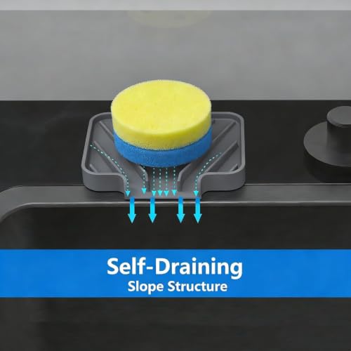 Sponge Holder for Kitchen Sink (Gray / 5"x3.5")