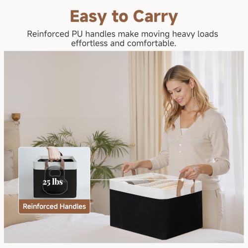 Closet Storage Bins (Black and White / 16 ½" L x 12" W x 10 ¼" H)