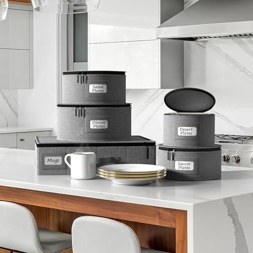 China Storage Containers (Gray / 5 Piece Dinnerware Set)