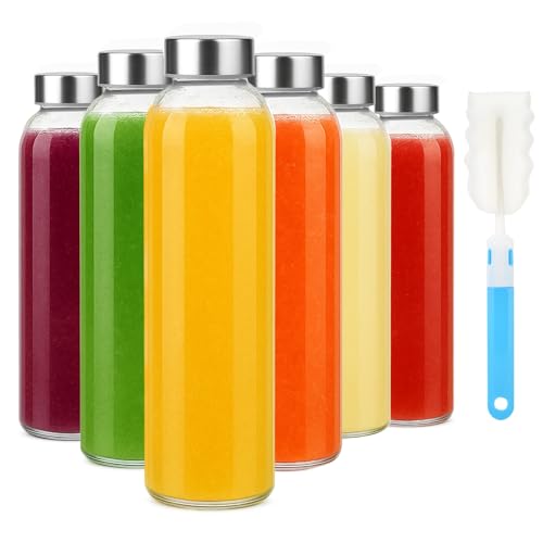 18oz Glass Water Bottle Set of 6 (Clear-6set/18oz / 18oz)