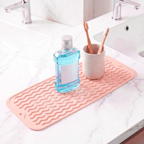 Silicone Dish Drying Mat for Multiple Usage (Pink / 17"L x 6"W)