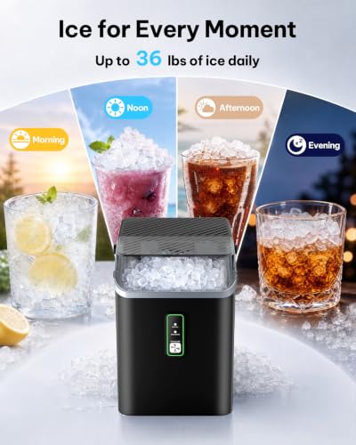 Nugget Ice Maker with Carry Handle (Black / 36lbs)