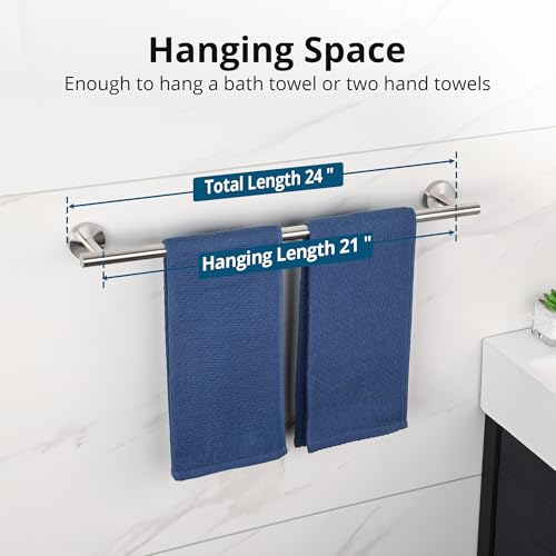 Towel Racks for Bathroom 24 Inch (Brushed Nickel / 24" (21" Hanging Length))