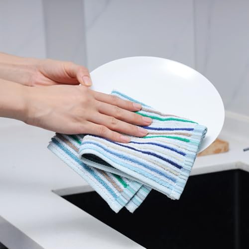 Kitchen Rags Dish Cloths for Washing Wiping Cleaning Towels (Multi-2 / 12x12 inch)