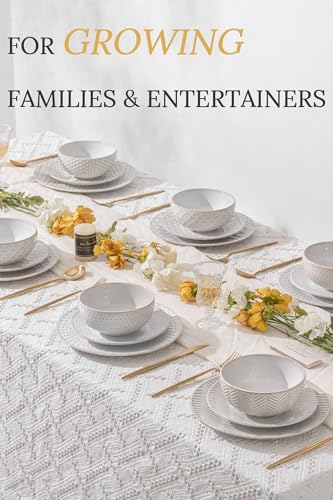 18 Piece Embossed Dinnerware Sets for 6 (White-Mixed Embossment / Service for 6 (18pcs))