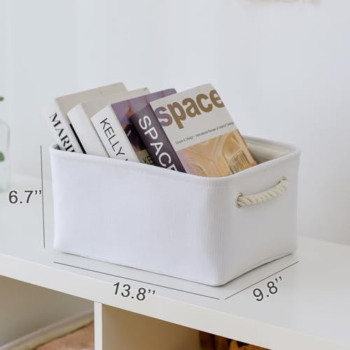 Decorative Basket for Organizing (White Color / Medium -13.8Lx9.8Wx6.7H)