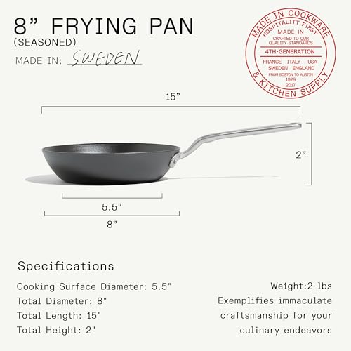 Cookware Seasoned 8" Carbon Steel Frying Pan (8" Seasoned Carbon Steel Pan)