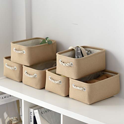 Storage Basket for Organizing (Beige / 6PCS/Small -11.8Lx7.9Wx5.2H)