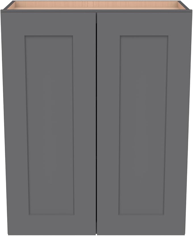 Wall-Mounted Cabinet – Solid Wood Shaker Style Medicine Cabinet with Adjustable Shelves & Soft-Close Doors for Bathroom, Kitchen, and Office Storage (Pebble Gray, 39" W x 12" D x 30" H)