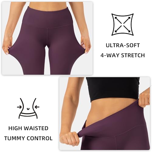High Waist Butt Lifting Leggings for Women Buttery Soft Breathable Yoga Pants with Hidden Pocket Tummy Control Gym Maroon