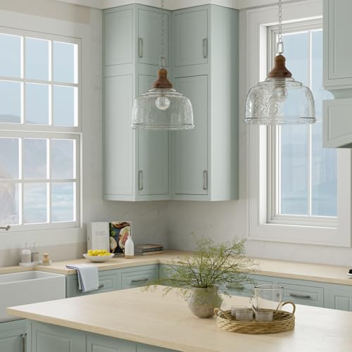 Capital Lighting 330318YG Julian Coastal Style Clear Organic Rippled Glass Dome Pendant (Grey Wash/Iron Silk)