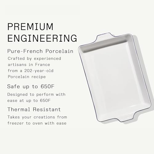 Cookware Rectangular Baking Dish (Porcelain w/ Navy Rim)