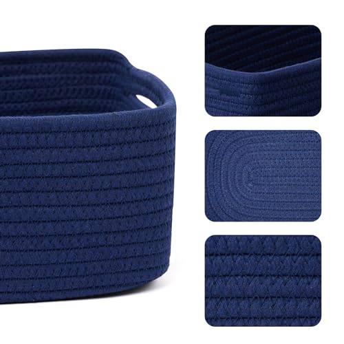Small Storage Baskets for Organizing (4pcs-L13xW8.5xH5.1" / Navy Blue)